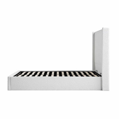 Wilton White Boucle Ottoman Bed with Storage