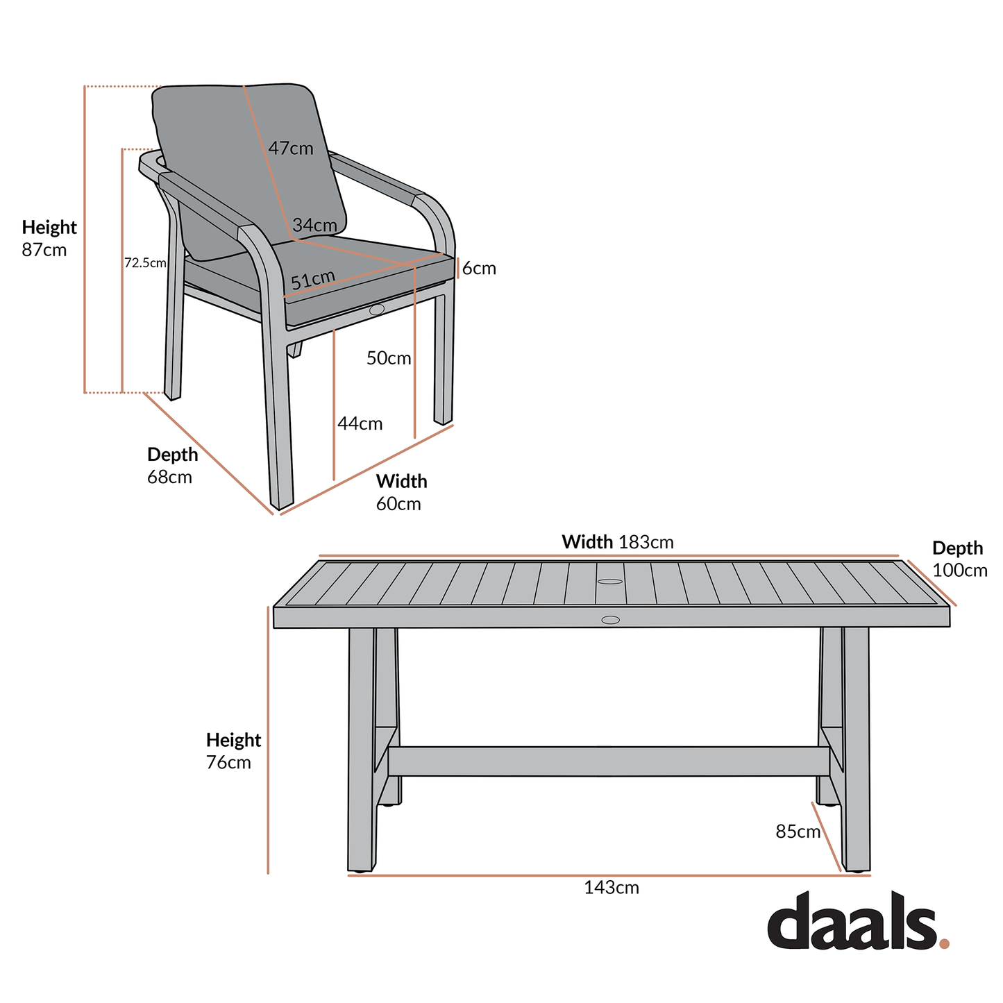 Manresa Rope 6-Seater Rectangular Garden Dining Set, Natural and Grey