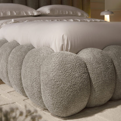 Sebastian Grand Bed with Storage, Stone Teddy Bouclé
