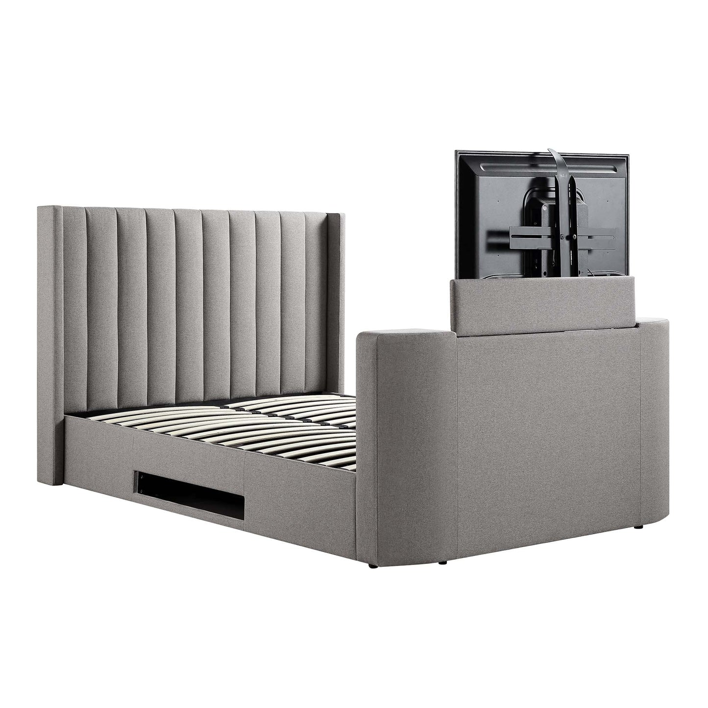 Wilton Grey Fabric TV Bed with Ottoman Storage