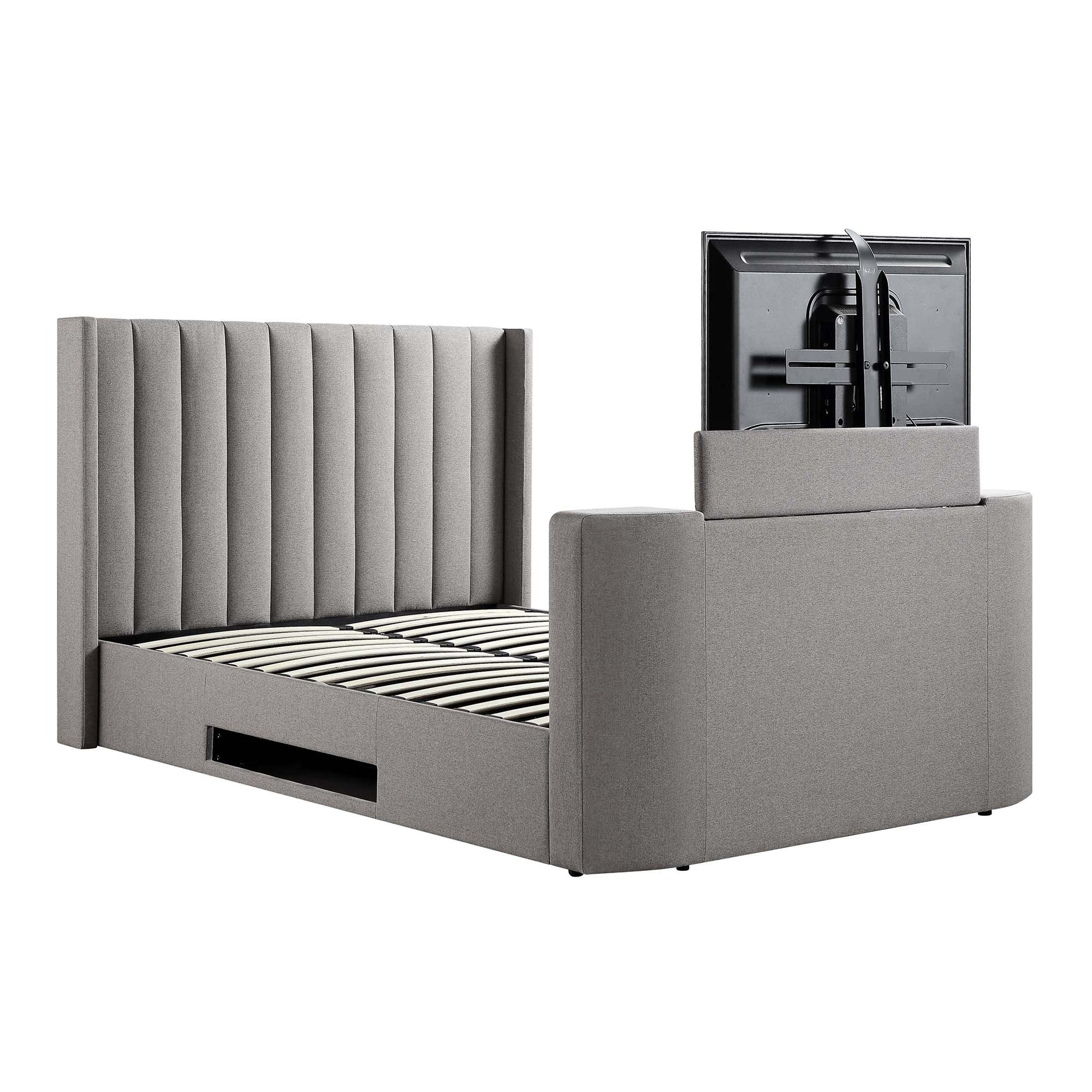 Wilton Grey Fabric TV Bed with Ottoman Storage