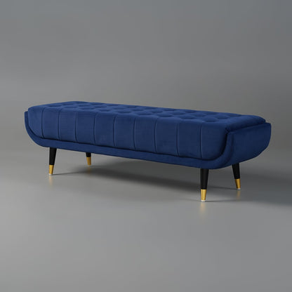 Enoak Modern Blue Bedroom Bench Velvet Upholstery Wooden Legs – view 11