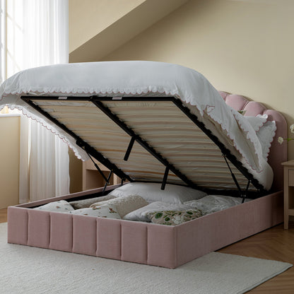 Hana Ottoman Bed with Storage, Petal Pink Chenille