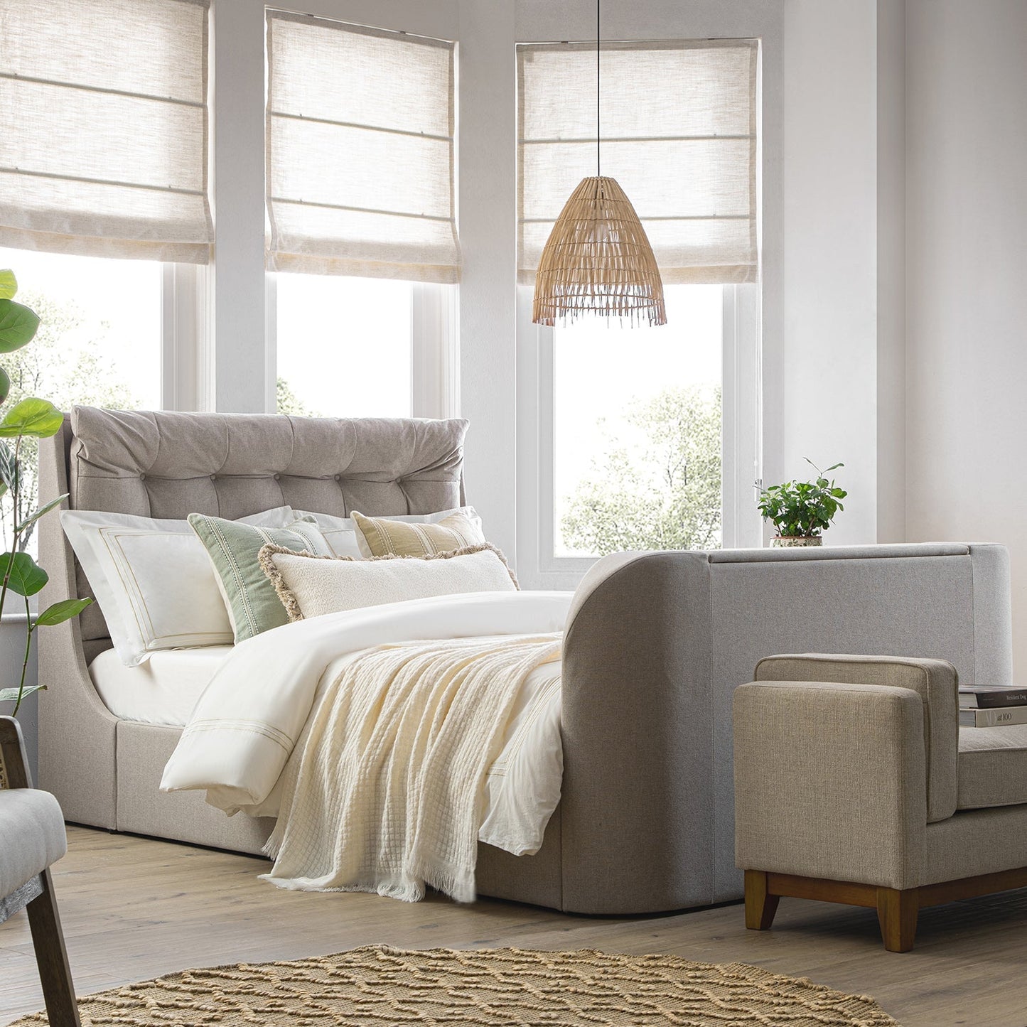 Hadley Stone Fabric TV Bed with Ottoman Storage
