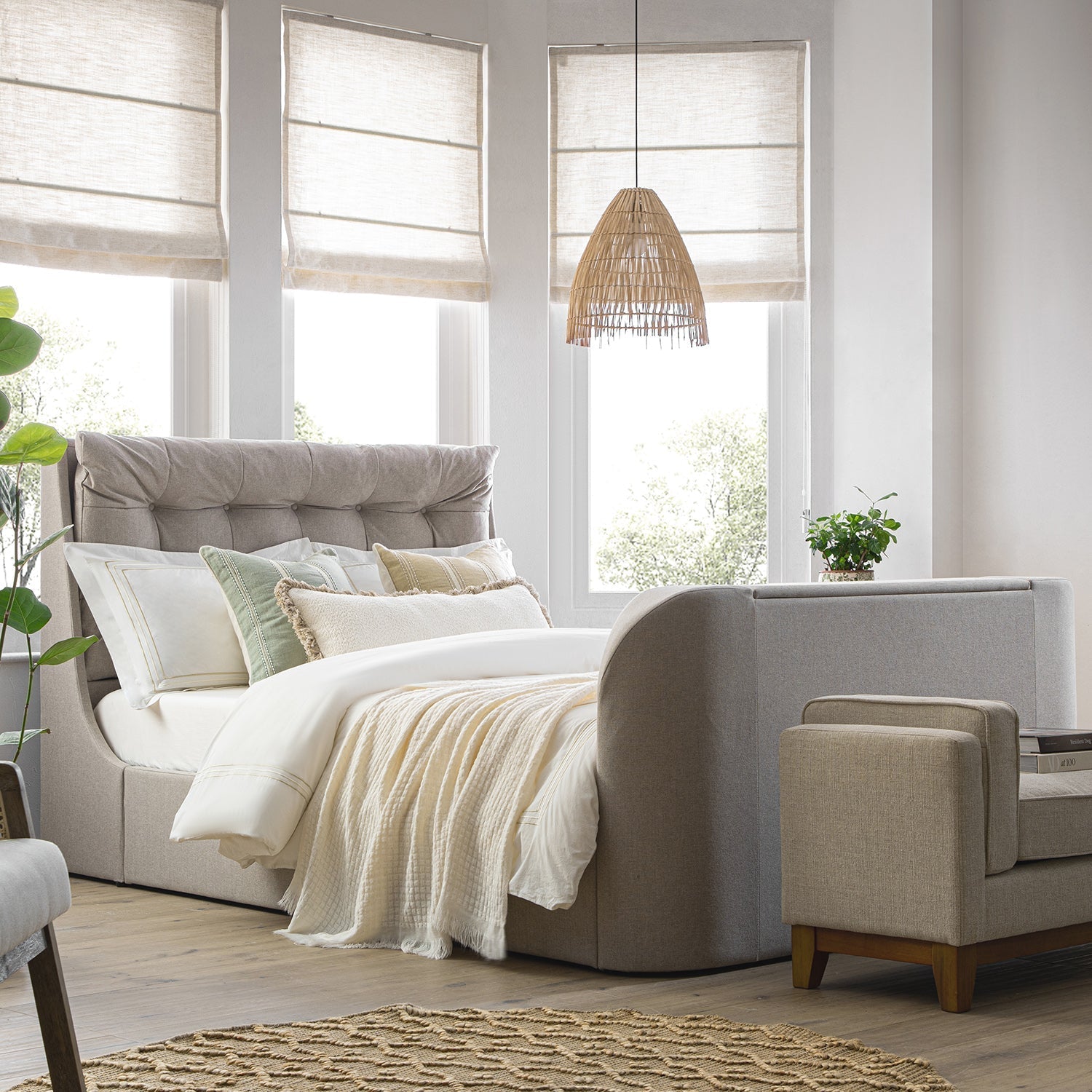Hadley Stone Fabric TV Bed with Ottoman Storage