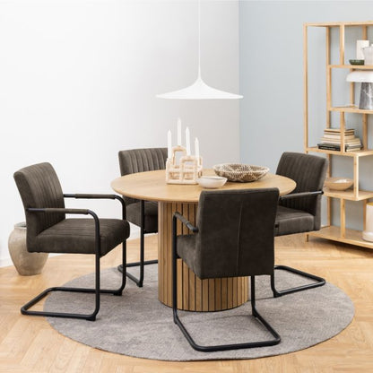 Yale Dining Table in Oak 120x75cm with 4 Adele Fabric Chairs in Grey