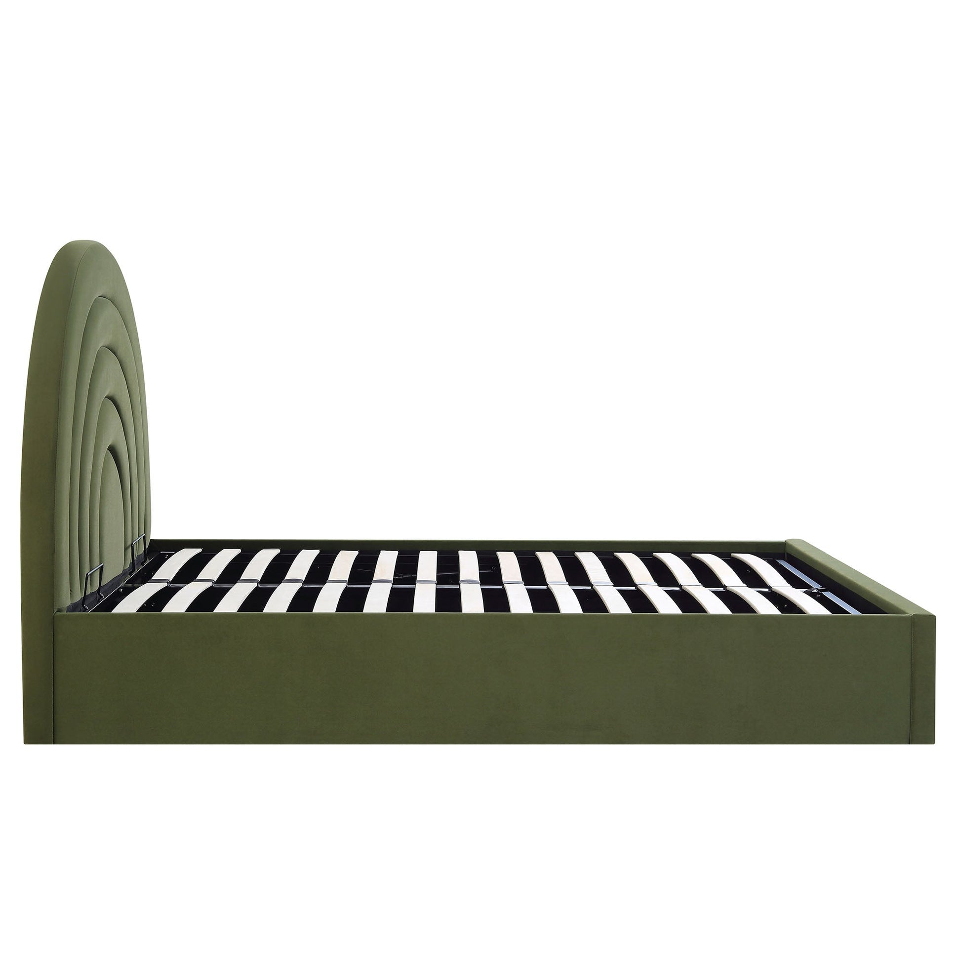 Archer Moss Green Velvet Ottoman Bed with Storage
