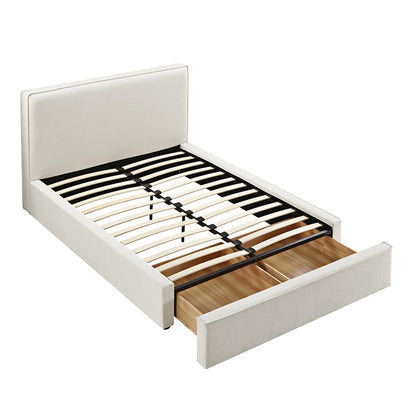 Forte Drawer Bed with Storage, Beige Linen Blend