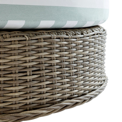 Bellagio Round Wicker Swivel Daybed, Natural with Sage Stripes