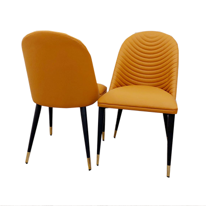 ALBA LEATHER DINING CHAIR – RIBBED STITCHING & BLACK SCANDINAVIAN LEGS