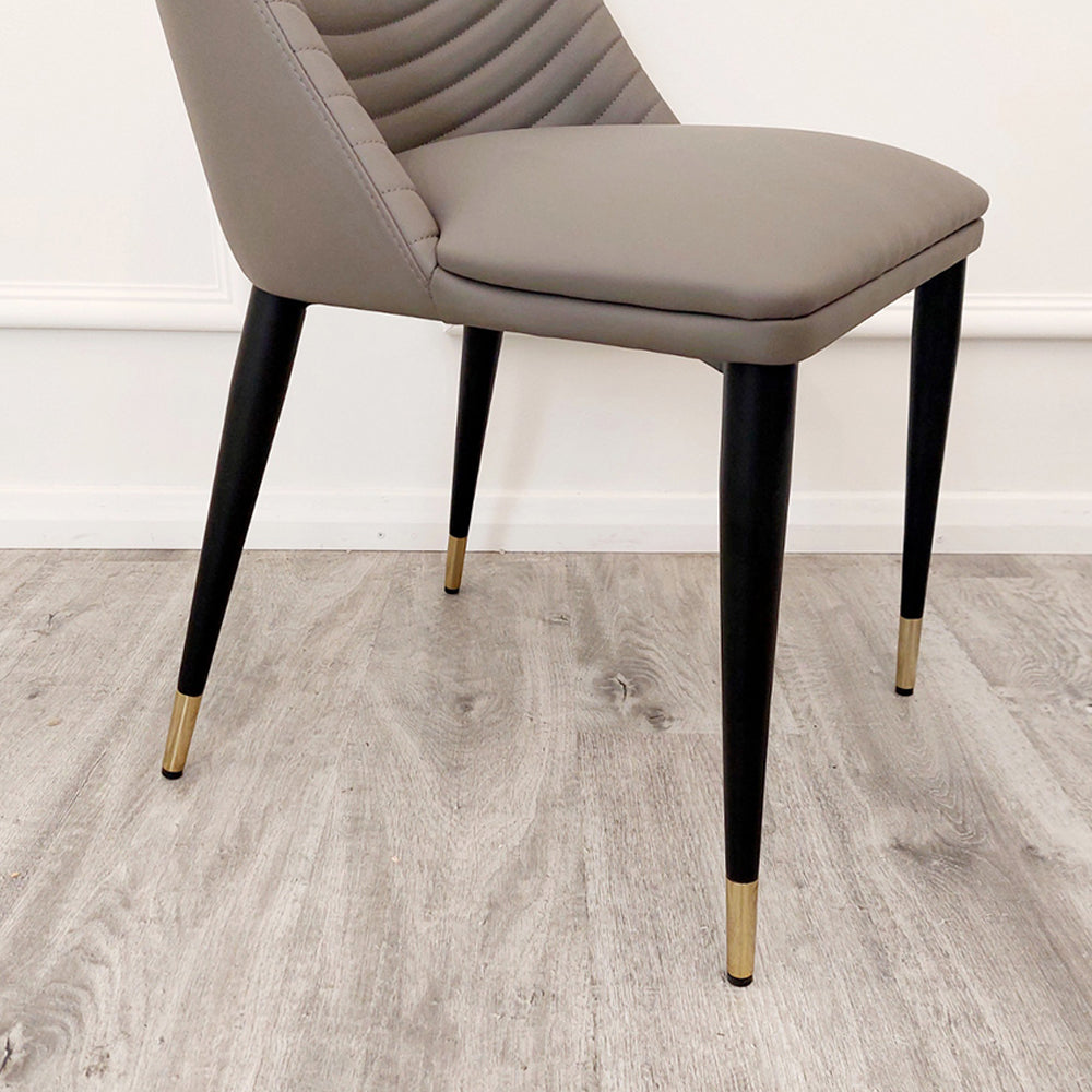 ALBA LEATHER DINING CHAIR – RIBBED STITCHING & BLACK SCANDINAVIAN LEGS – view 3