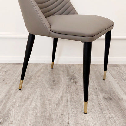 ALBA LEATHER DINING CHAIR – RIBBED STITCHING & BLACK SCANDINAVIAN LEGS – view 3