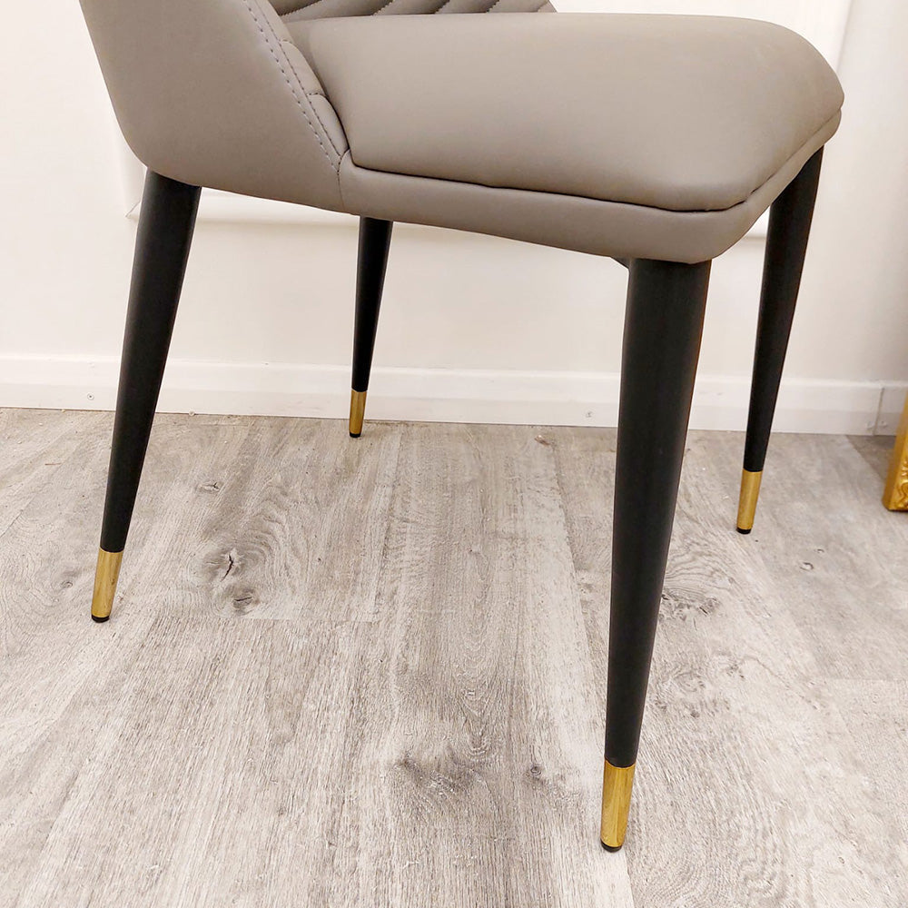 ALBA LEATHER DINING CHAIR – RIBBED STITCHING & BLACK SCANDINAVIAN LEGS – view 7