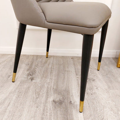 ALBA LEATHER DINING CHAIR – RIBBED STITCHING & BLACK SCANDINAVIAN LEGS – view 7