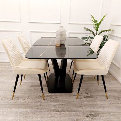 Apollo 1.6m Black Dining Table with Black Sintered Stone