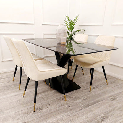 Apollo 1.6m Black Dining Table with Black Sintered Stone