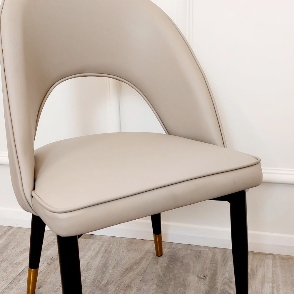 ASTRA LEATHER CHAIR – HIGH QUALITY BLACK LEGS WITH GOLD TIPS
