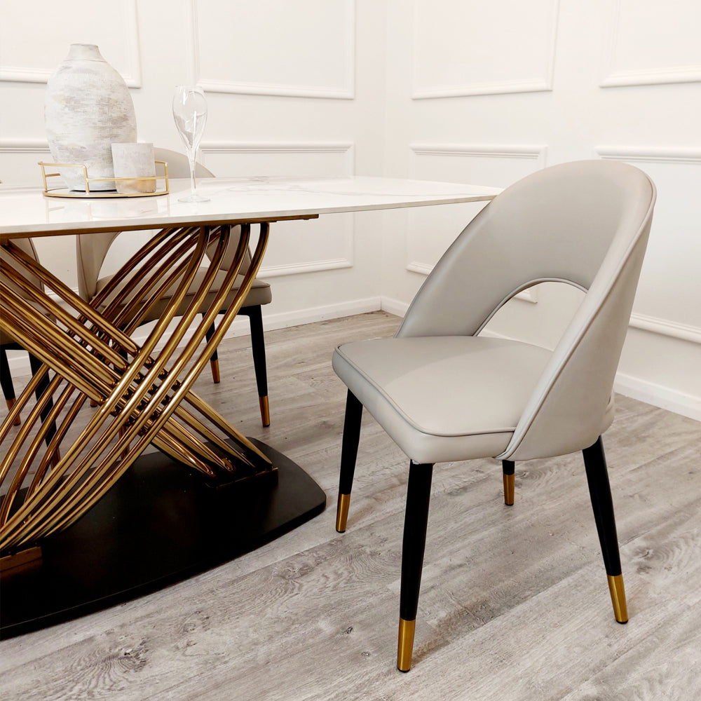 ASTRA LEATHER CHAIR – HIGH QUALITY BLACK LEGS WITH GOLD TIPS
