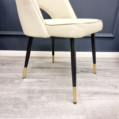 ASTRA LEATHER CHAIR – HIGH QUALITY BLACK LEGS WITH GOLD TIPS