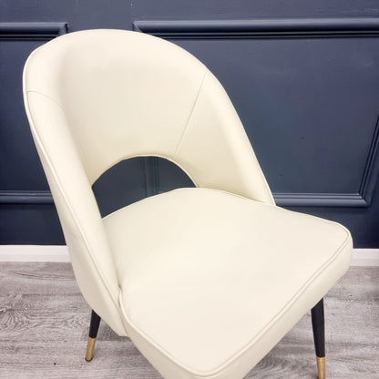 ASTRA LEATHER CHAIR – HIGH QUALITY BLACK LEGS WITH GOLD TIPS
