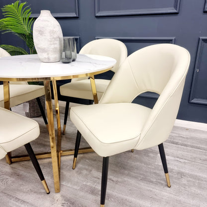 ASTRA LEATHER CHAIR – HIGH QUALITY BLACK LEGS WITH GOLD TIPS