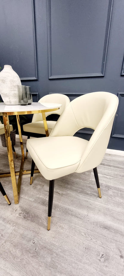 ASTRA LEATHER CHAIR – HIGH QUALITY BLACK LEGS WITH GOLD TIPS