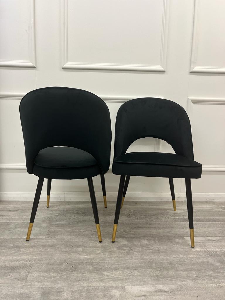 ASTRA LEATHER CHAIR – HIGH QUALITY BLACK LEGS WITH GOLD TIPS