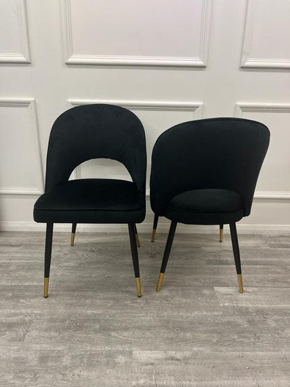 ASTRA LEATHER CHAIR – HIGH QUALITY BLACK LEGS WITH GOLD TIPS