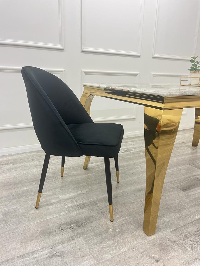 ASTRA LEATHER CHAIR – HIGH QUALITY BLACK LEGS WITH GOLD TIPS