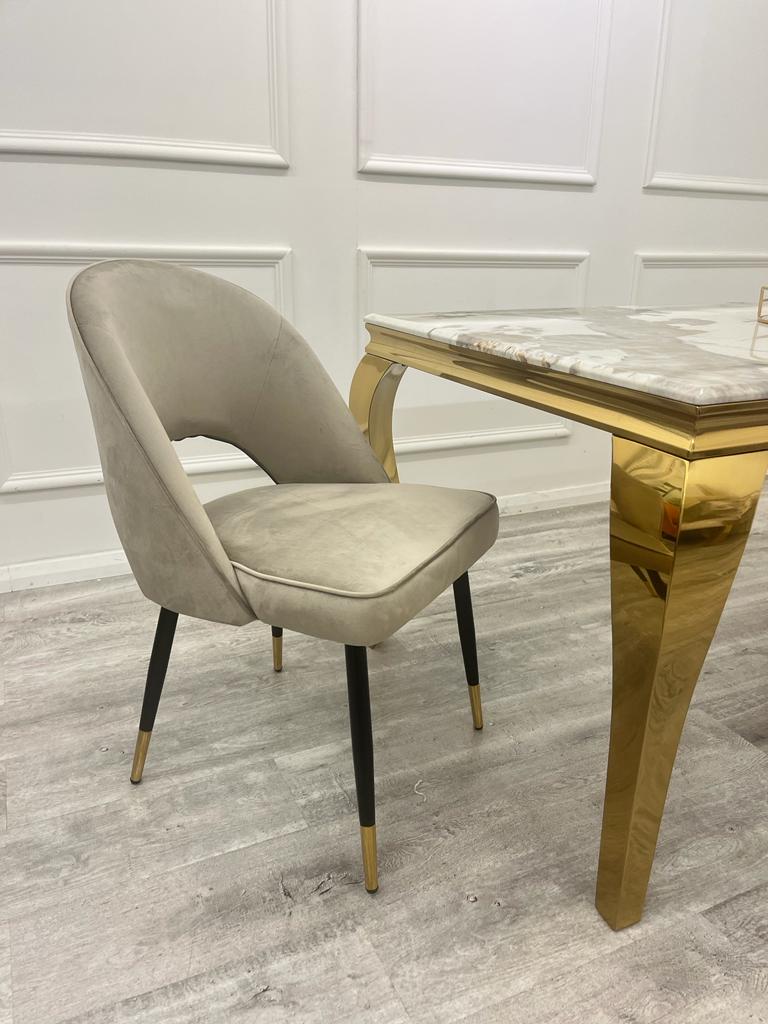 ASTRA LEATHER CHAIR – HIGH QUALITY BLACK LEGS WITH GOLD TIPS