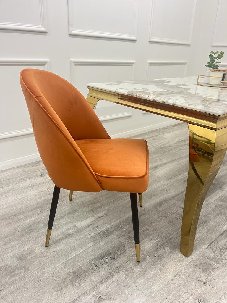 ASTRA LEATHER CHAIR – HIGH QUALITY BLACK LEGS WITH GOLD TIPS