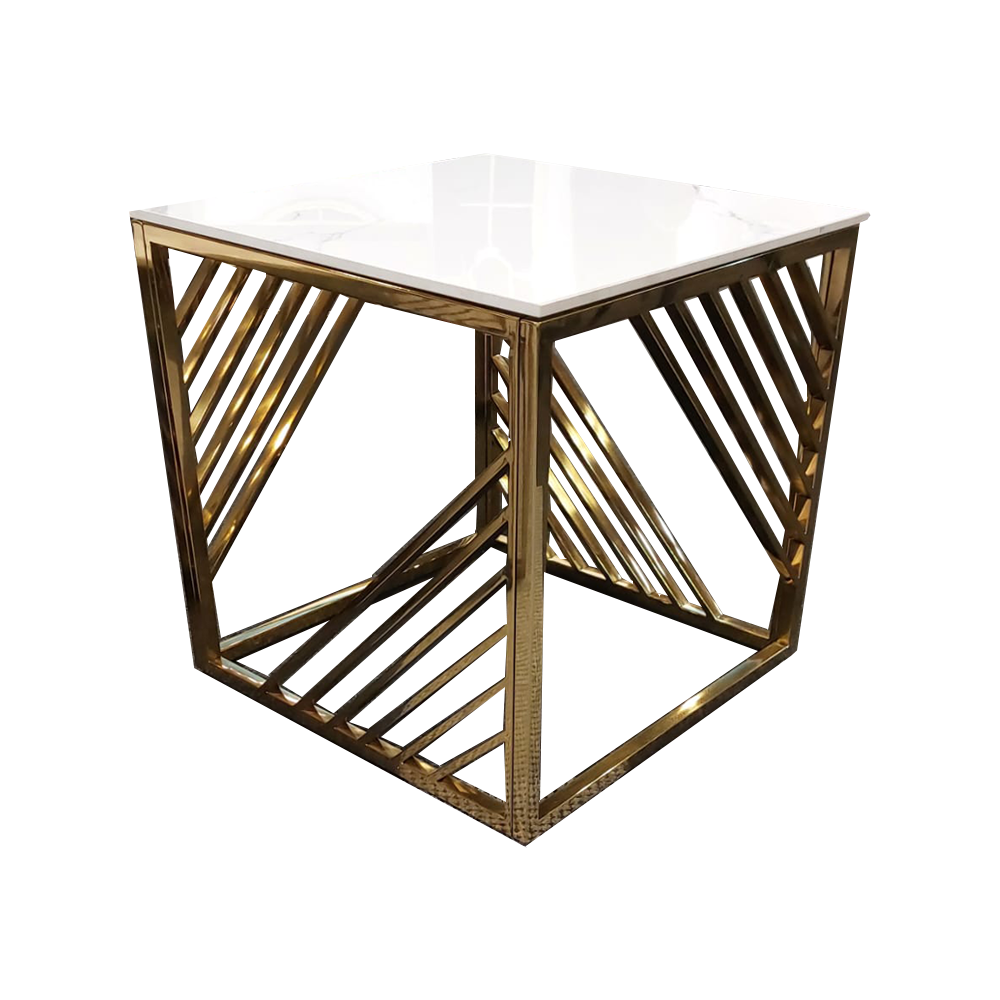 Azure Gold Lamp Table with Polar White Sintered Top – view 2