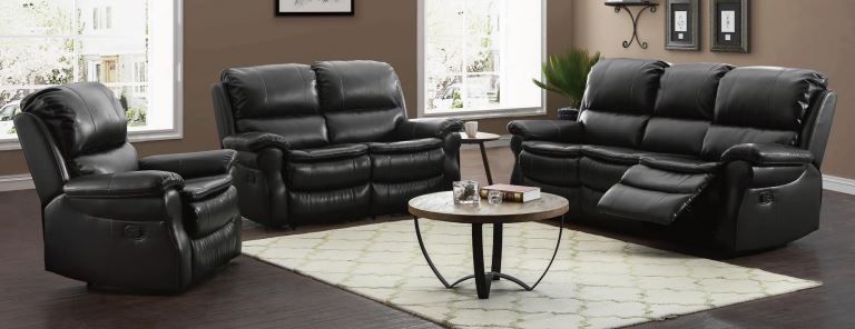 Abbey Reclining Sofas In Bonded Black Real Leather – view 4