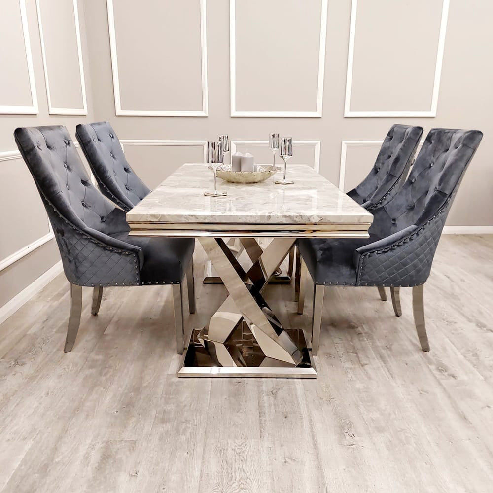 Louis Chrome 1.8m Dinning Table Set
