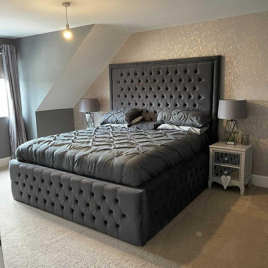 Upholstered Platform King size sleigh bed