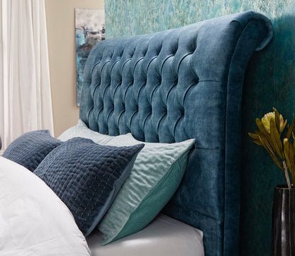 Upholstered Blue Swan King Size Bed Frame
