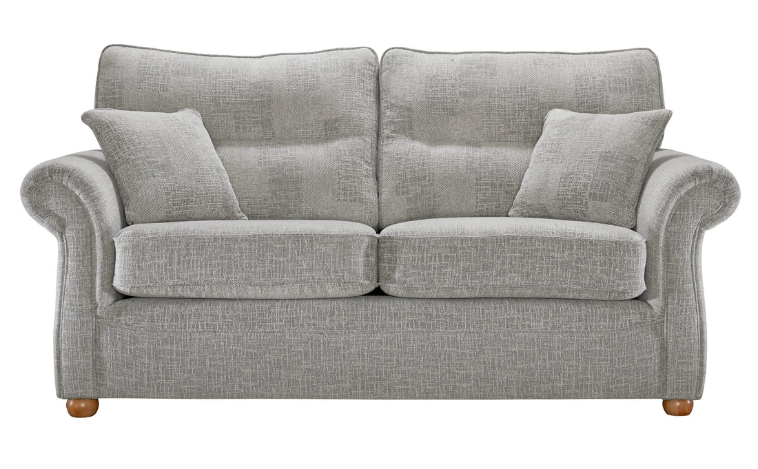 Boston Elegant Tweed Grey Fabric Sofa For Elderly People With Round Wooden Legs