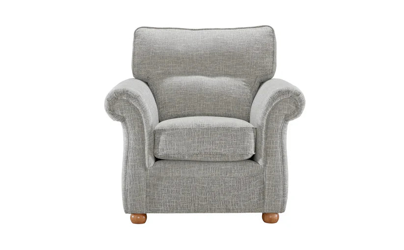 Boston Elegant Tweed Grey Fabric Sofa For Elderly People With Round Wooden Legs