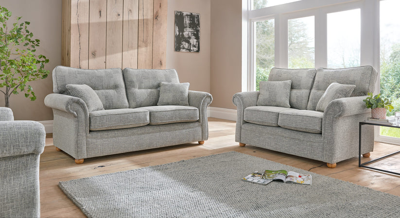 Boston Elegant Tweed Grey Fabric Sofa For Elderly People With Round Wooden Legs – view 7