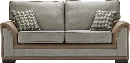 Camden Bespoke Grey Fabric & Leather Piping Modern Design Sofa Suitable For Old People