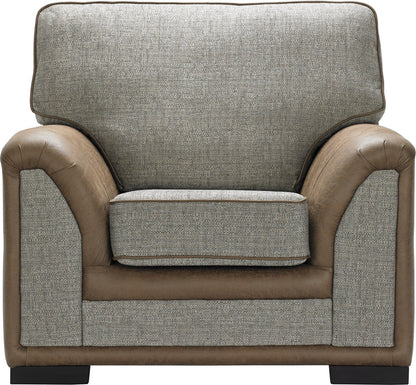 Camden Bespoke Grey Fabric & Leather Piping Modern Design Sofa Suitable For Old People