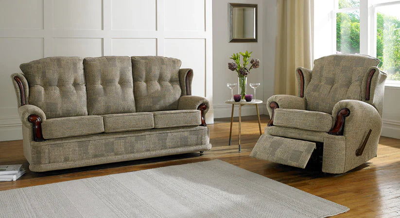 Carlton Handmade Tiffany Range Tweed Fabric Buttoned Back Sofas For Seniors