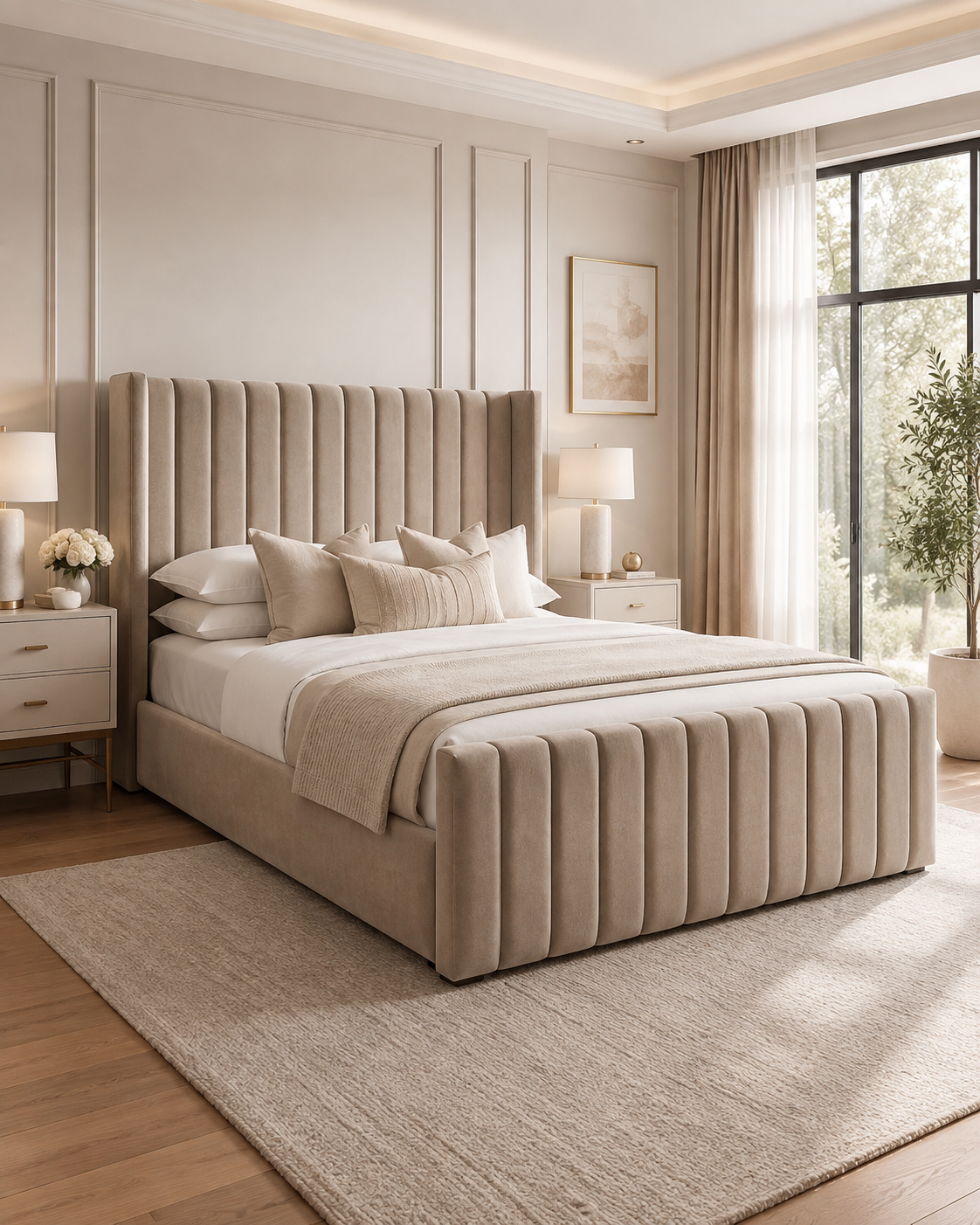 Dora panel wingback ottoman storage bed -  Mink