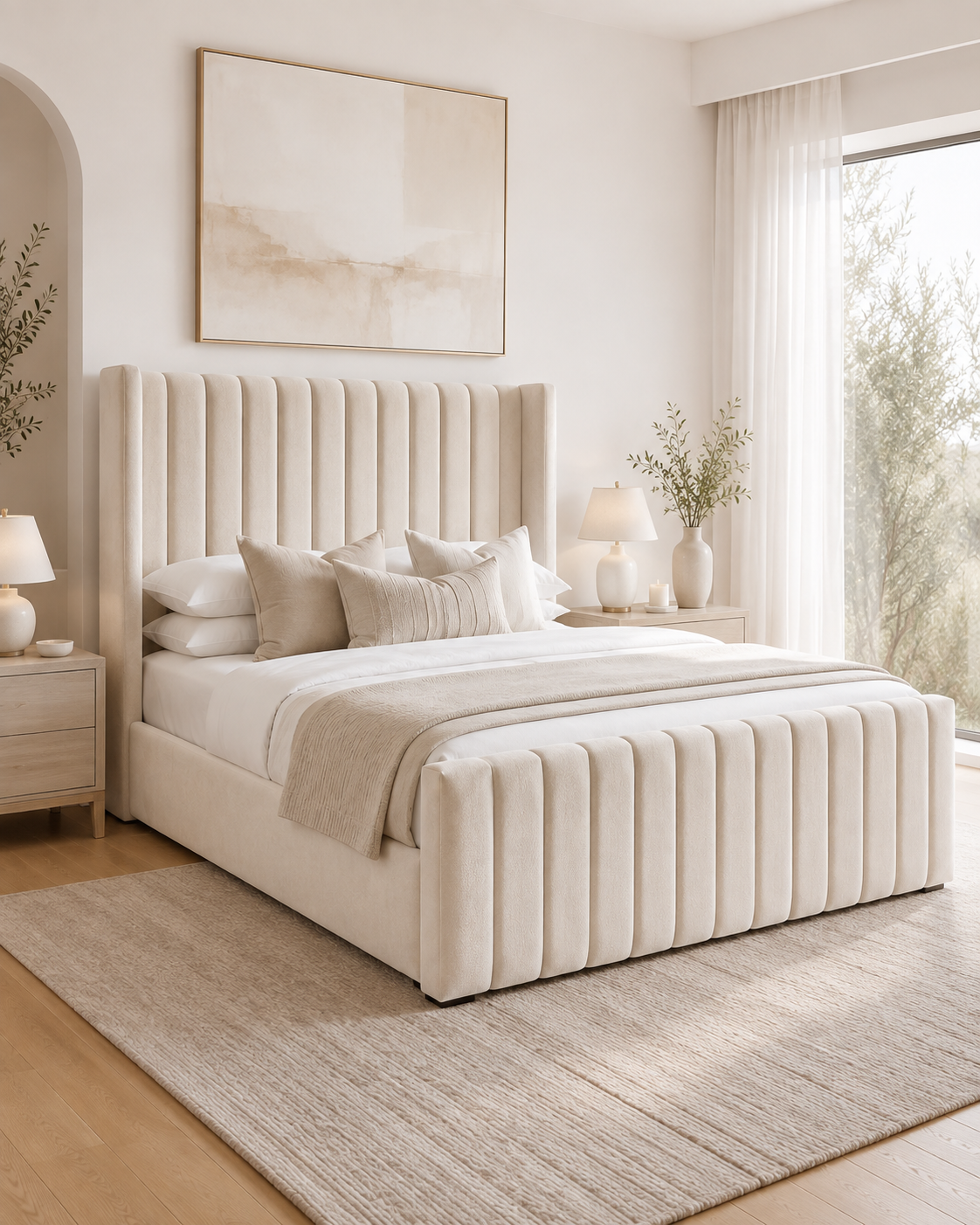 Dora panel wingback ottoman storage bed -  Mink