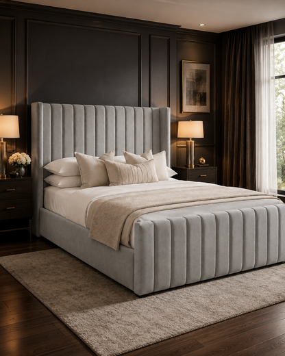 Dora panel wingback ottoman storage bed -  Mink