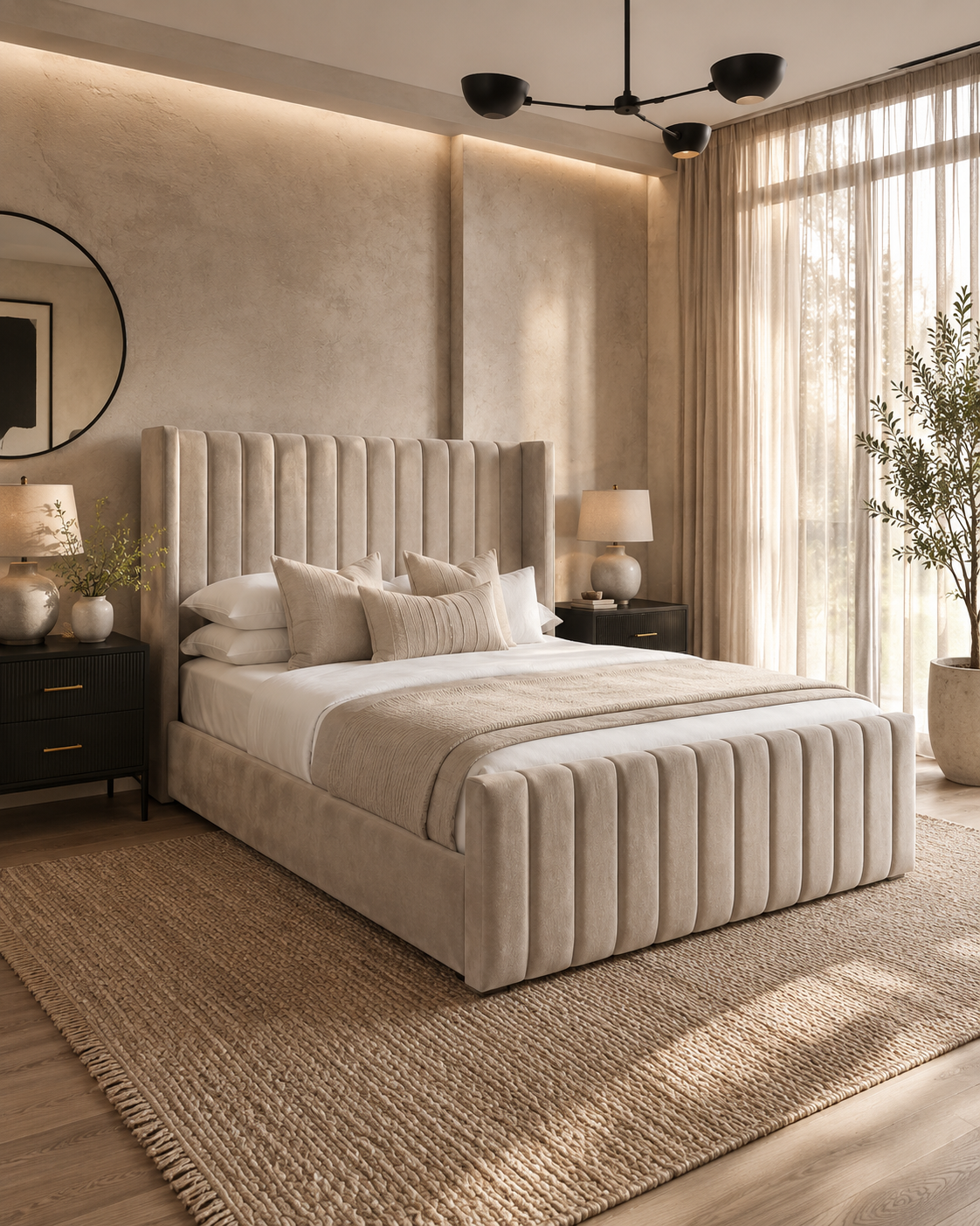Dora panel wingback ottoman storage bed -  Mink