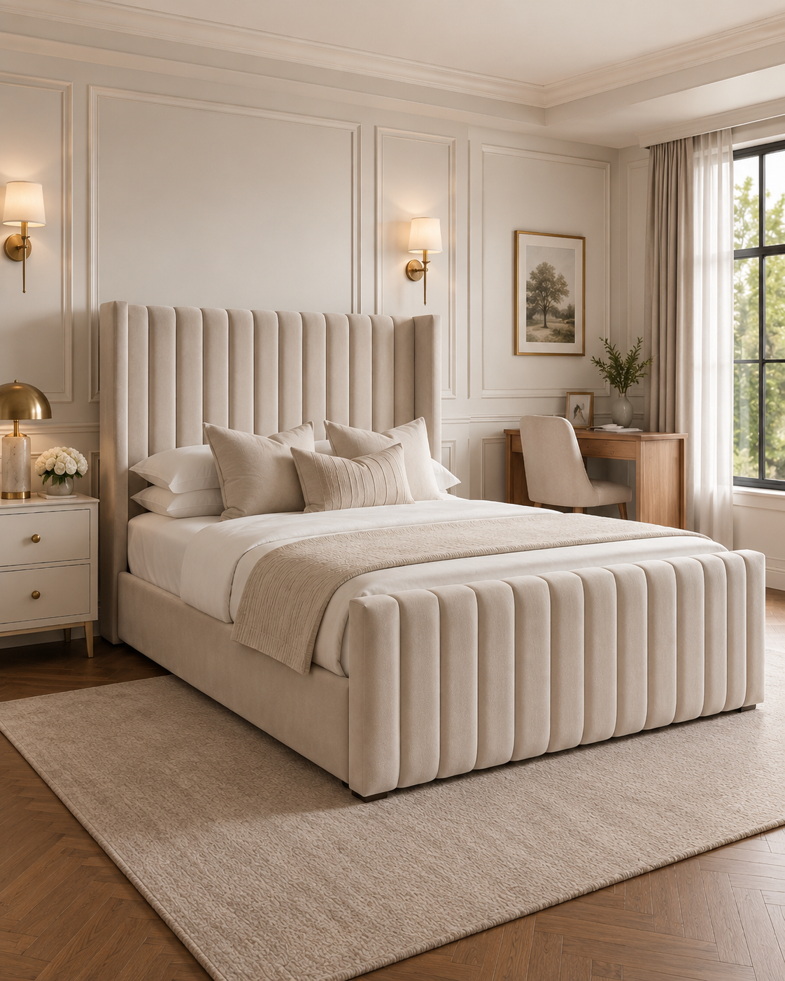 Dora panel wingback ottoman storage bed -  Mink
