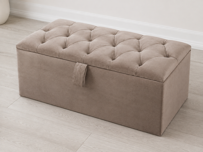 Mink Button-Tufted Storage Ottoman Box