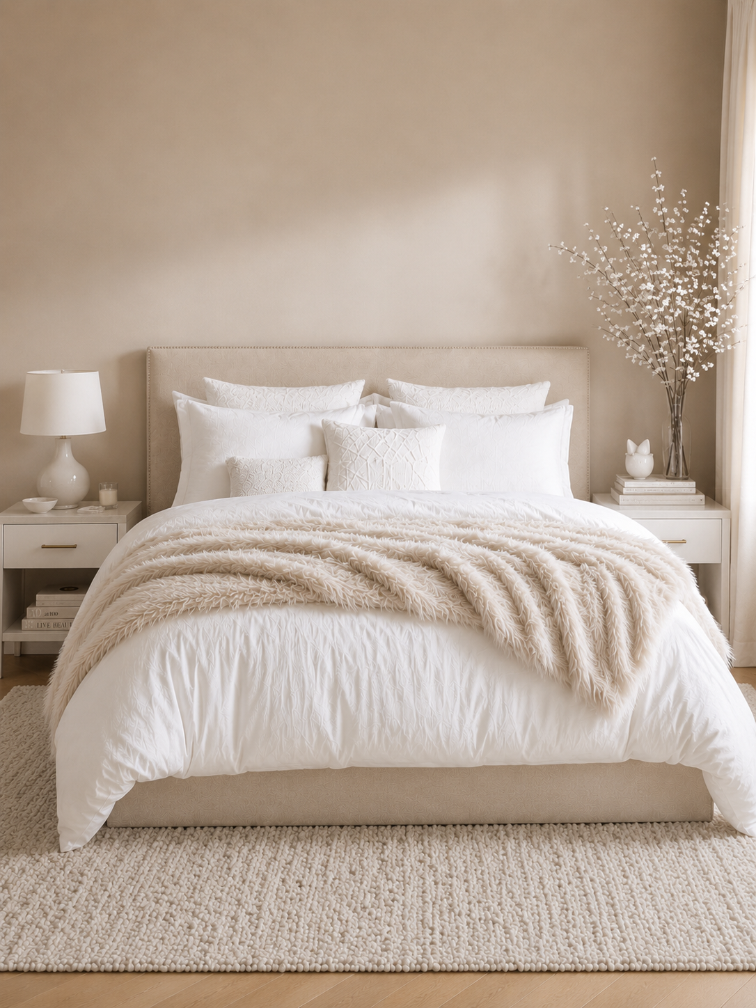Bloomsbury Wingback Ottoman Storage Bed – Natural Cream