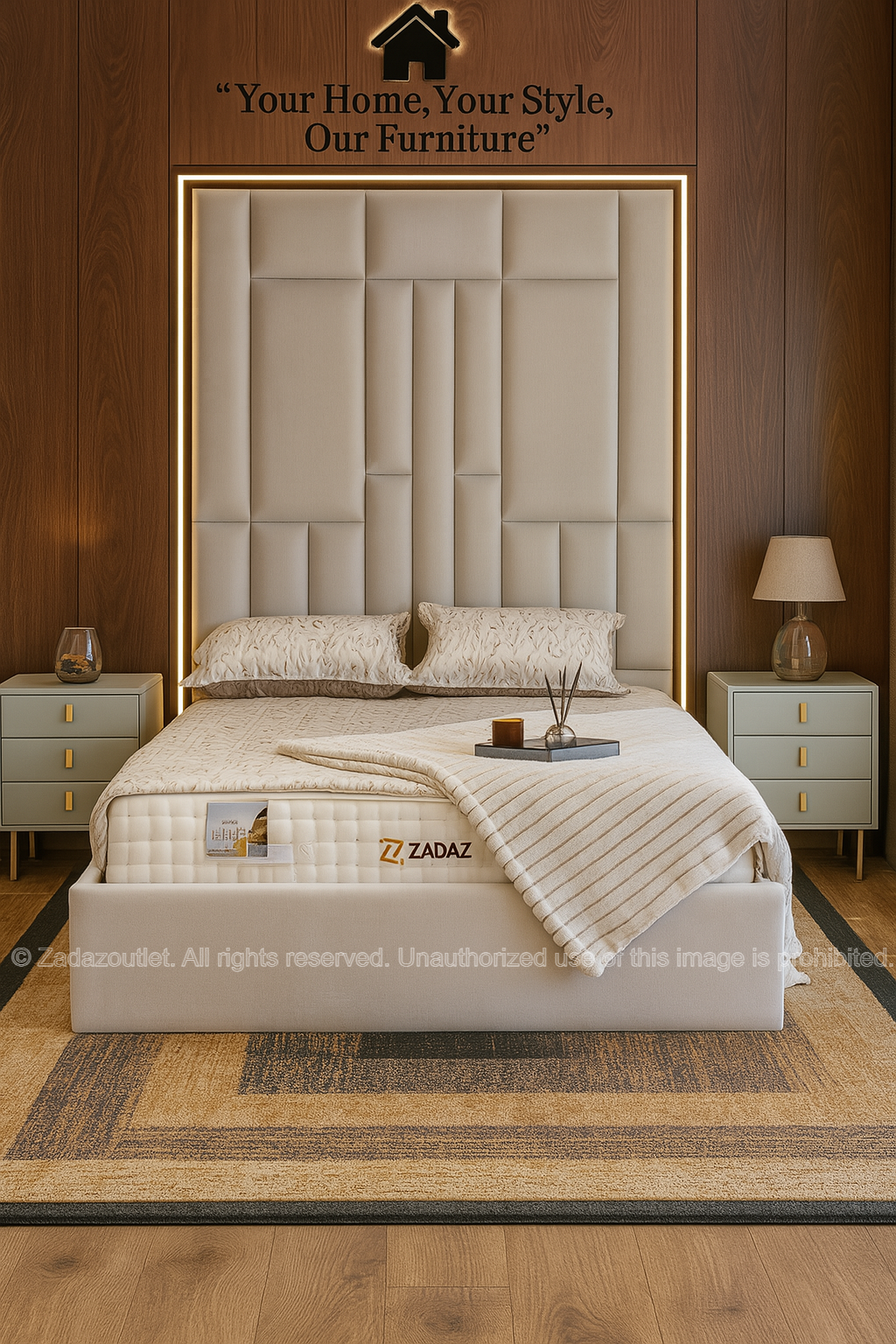 Valentino Designer Panel bed frame